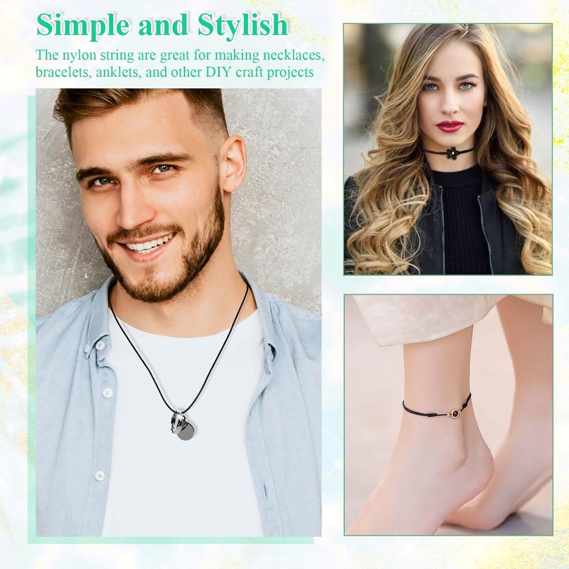 anezus Black Nylon String, 0.8mm Nylon Thread Chinese Knotting Cord Tarred Twine Outdoor String for Braided Bracelets, Beading, Necklaces, Macrame Craft, Wind Chime, Blinds, Jewelry Making - Image 2